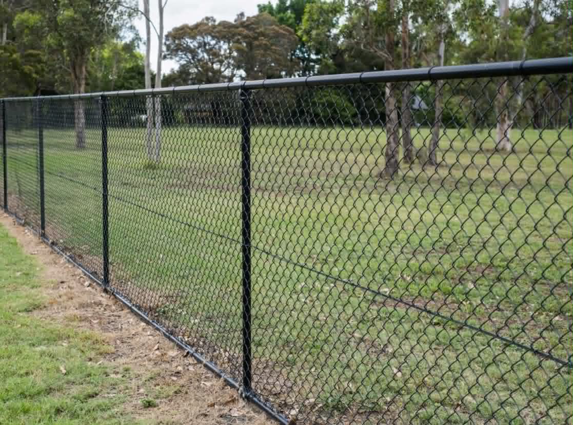Galvanised chainwire security fencing installed around a Western Sydney industrial yard